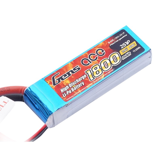 Gens Ace 1800mAh 25C 7.4V Soft Case Lipo Battery (EC3 Plug)